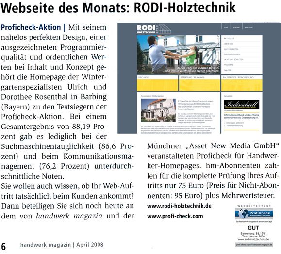 Webseite des Montas 01/2008